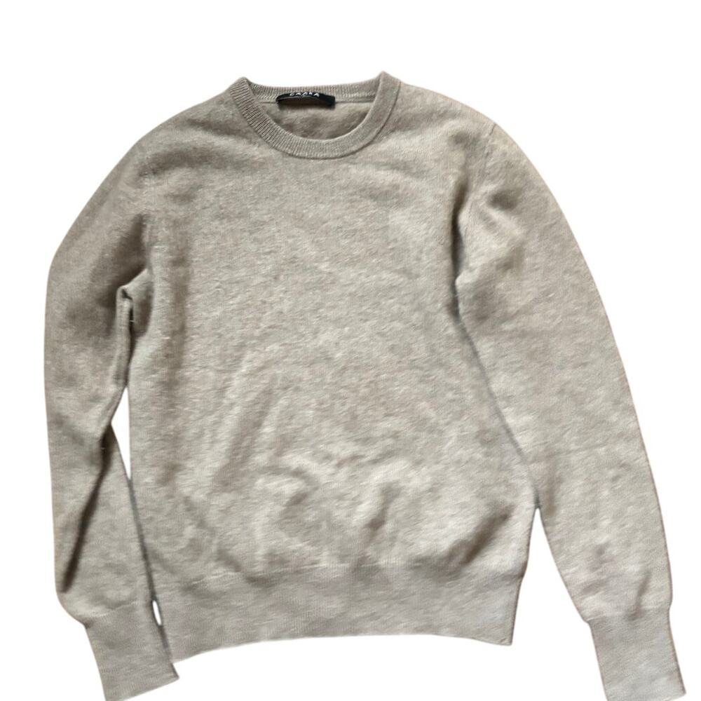 CAARA 100% Cashmere Crewneck Sweater Size Small Beige Tan Oatmeal Quiet Luxury